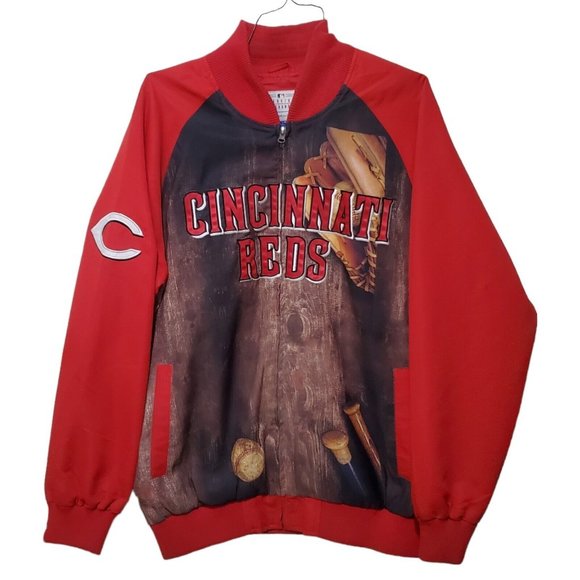 GIII Sports Carl Banks Cincinnati Reds Bomber Jacket L Baseball Graphic Print - Picture 1 of 11